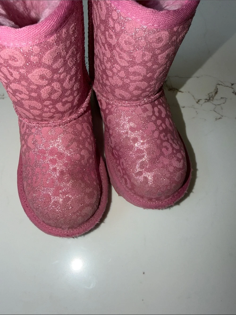 Ugg Kids Pink Sparkle Winter Boots - Cozy Slip-On Style